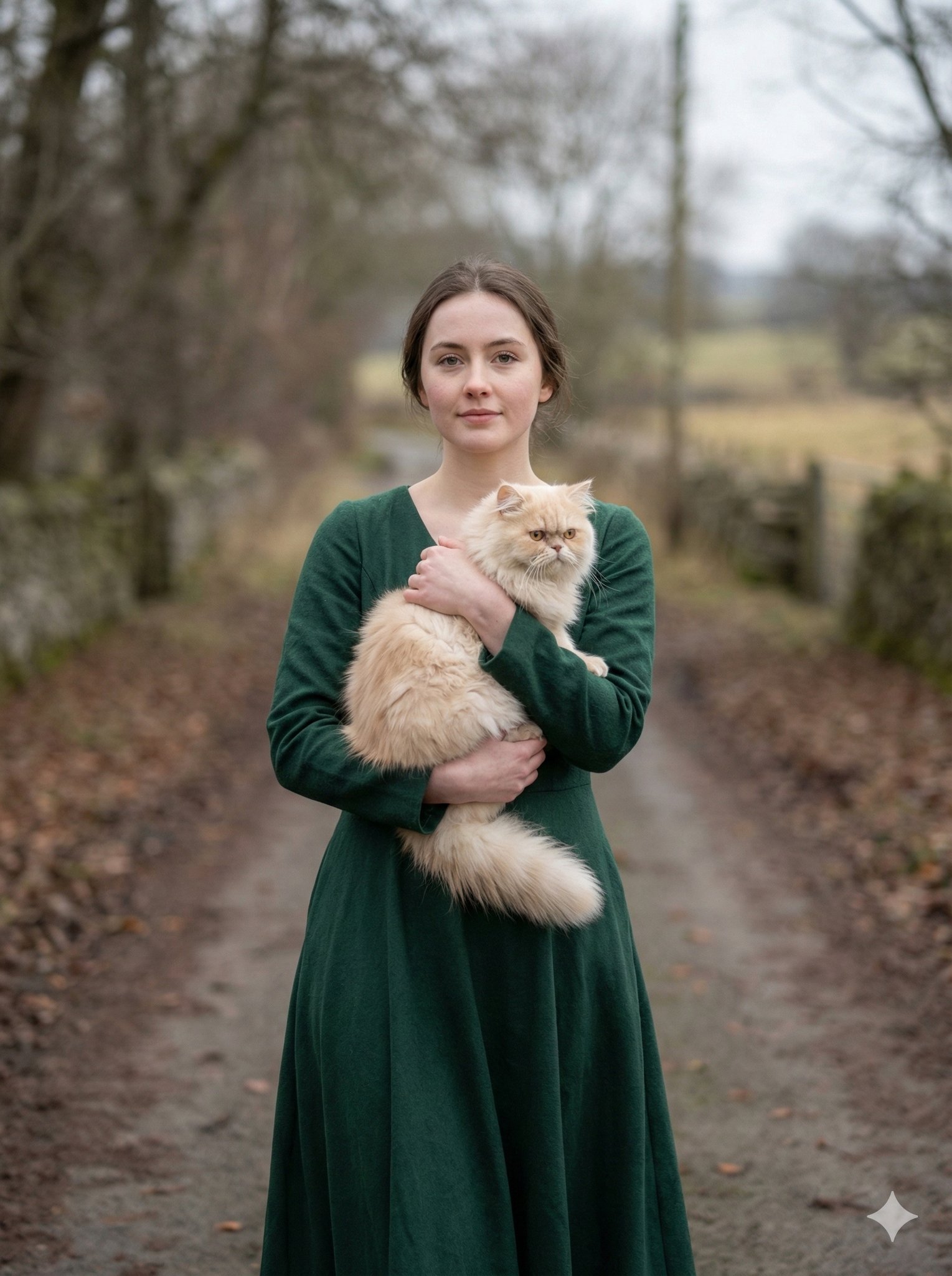 Natural Outdoor Portrait of a Girl with a Cat