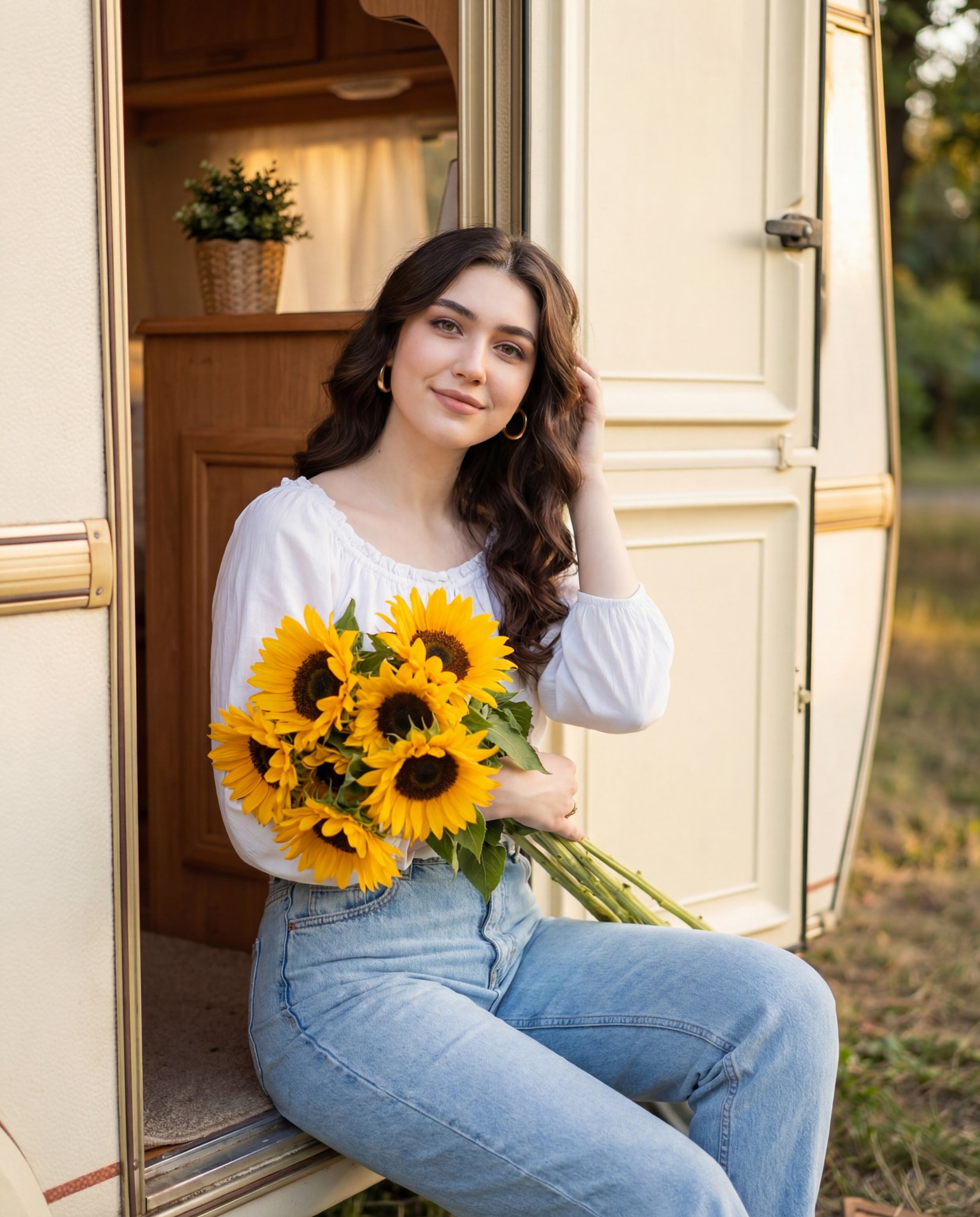 Sunflower Girl Portrait in Natural Light