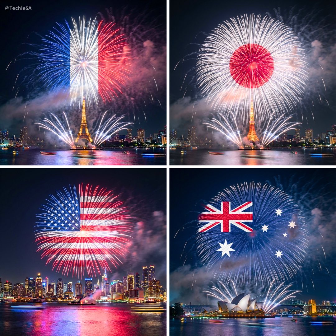 country flag  fireworks